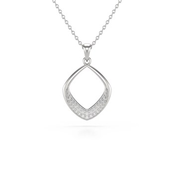 Collier Pendentif en Or Blanc 585 et Diamants - Création Épurée Aden Bijoux