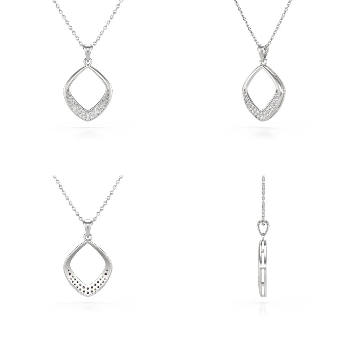 Collier Pendentif en Or Blanc 585 et Diamants - Création Épurée Aden Bijoux - vue 2