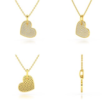 Collier Pendentif ADEN Coeur Or 585 Jaune Diamant Chaine Or incluse 1.91grs