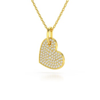 Collier Pendentif ADEN Coeur Or 585 Jaune Diamant Chaine Or incluse 1.91grs
