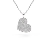 Collier Pendentif ADEN Coeur Or 585 Blanc Diamant Chaine Or incluse 1.91grs