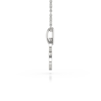 Collier Pendentif ADEN Coeur Or 585 Blanc Diamant Chaine Or incluse 1.91grs