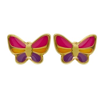 Boucles d'oreilles Papillon à vis laque multicolore