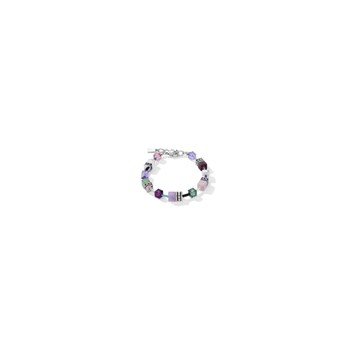 Bracelet Coeur de Lion Géocube cristaux Swarovski et pierres précieuses lilas-vert