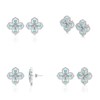 Boucles d'oreilles ADEN Aigue-Marine et Diamants sur Argent 925 3.55grs - vue V2