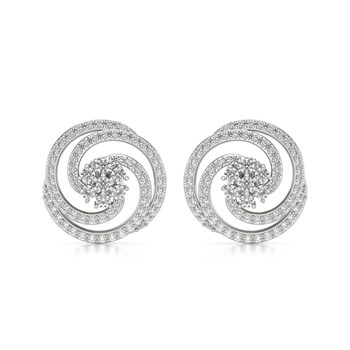 Boucles d'Oreille Spirales Or Blanc 585 millième & Diamants 4.01grs