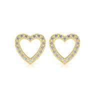 Boucles d'oreilles ADEN Coeur Or 585 Jaune Diamant 1.284grs