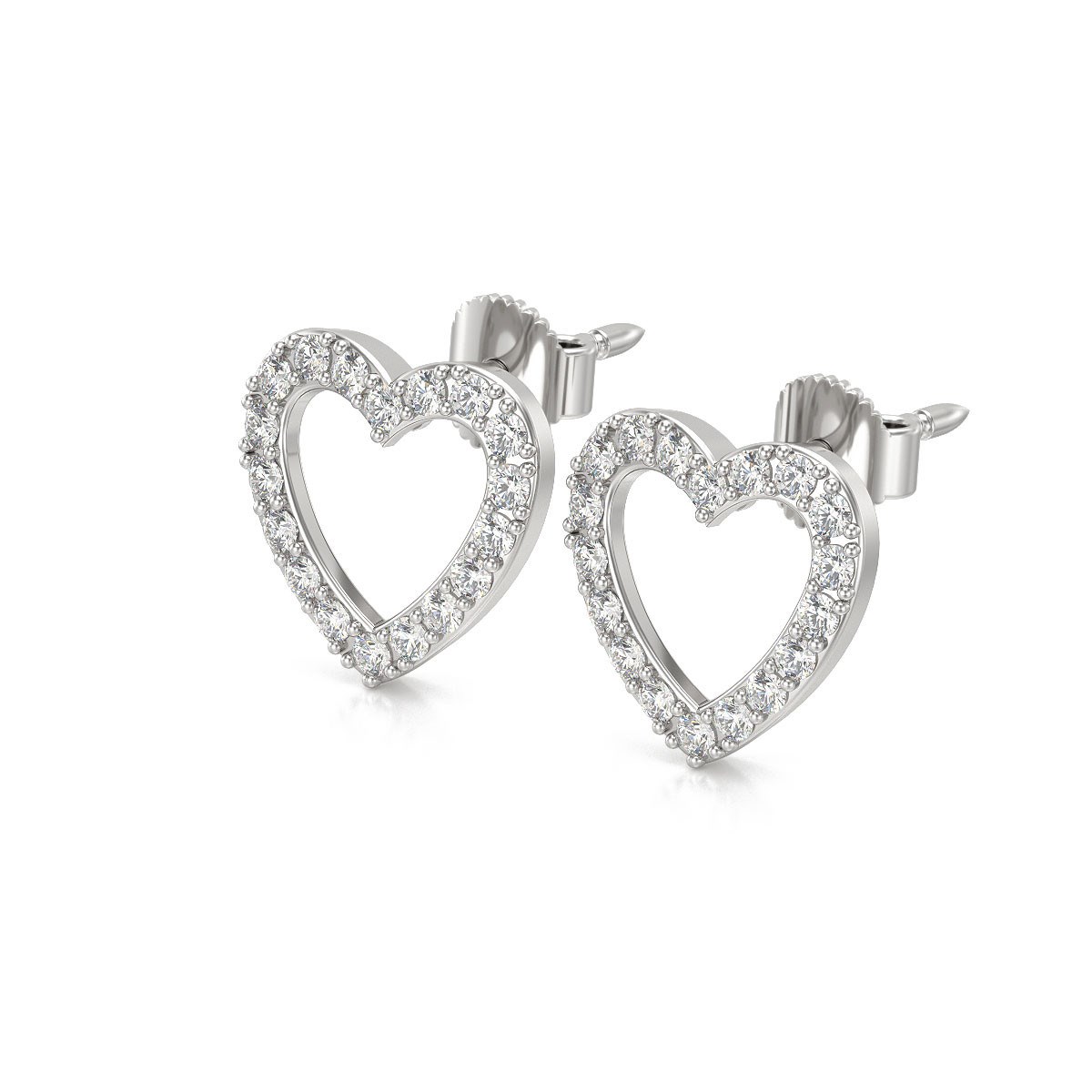 Boucles d'oreilles ADEN Coeur Diamants sur Argent 925 1.284grs - vue 3