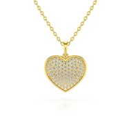 Collier Pendentif Coeur Or Jaune 585 et Diamants Chaine Or incluse 1.862grs