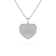 Collier Pendentif Coeur en Or Blanc 585 avec Diamant et Chaîne - 1.862gr | Aden Boutique