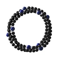 Bracelet Triple Rang SHAMAN, Lapiz Lazuli, Agate Noire Matte , Argent 925