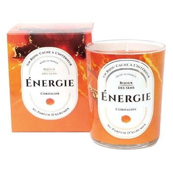 Energie - Bougie Fragrance Agrume et Collier Doré Cornaline