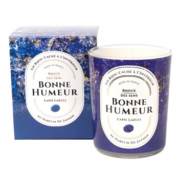 Bonne Humeur - Bougie Fragrance Jasmin et Bracelet Doré Lapis Lazuli