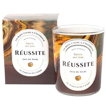Réussite - Bougie Fragrance Cedre et Bracelet Doré OEil De Tigre