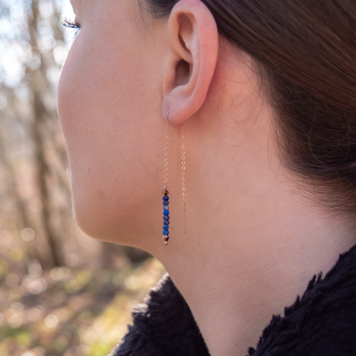 Boucles d'oreilles pendantes Lumia en pierres Lapis-lazuli - vue 3