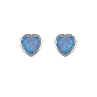 Boucles d'oreille argent rhodié opale bleue d'imitation forme coeur