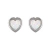 Boucles d'oreille argent rhodié opale blanche d'imitation forme coeur - vue V1