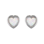 Boucles d'oreille argent rhodié opale blanche d'imitation forme coeur
