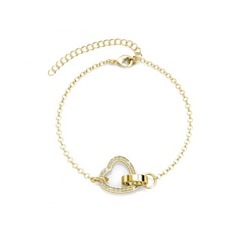 Locked Heart Bracelet - Gold and Crystal