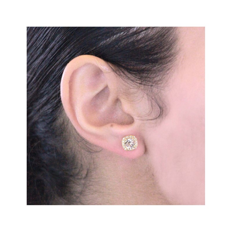 Boucles d'oreilles Cushy - Doré et Cristal - vue 2