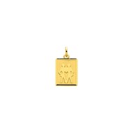 Médaille Zodiaque Gémeaux rectangulaire 12x15 - Or 18 carats