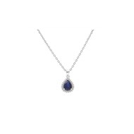 Collier argent - Pendentif goutte - Saphir