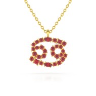 Collier Pendentif ADEN Signe Cancer Or 585 Jaune Rubis Chaine Or 585 incluse 2.242grs