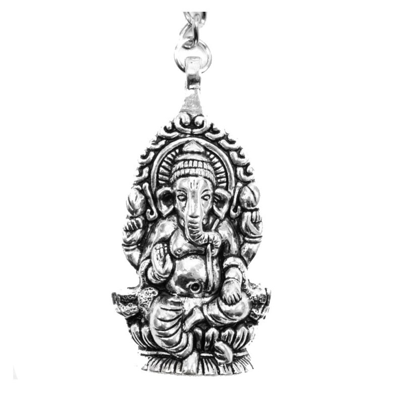 Porte-clés Ganesh dieu hindou argenté - vue 2