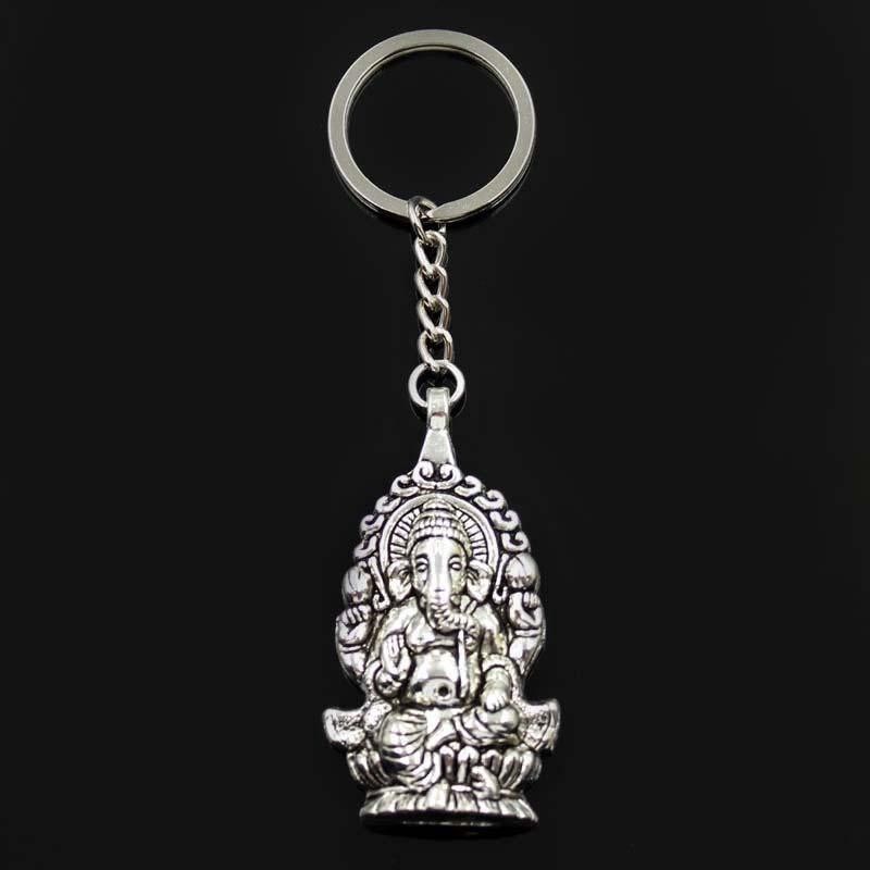 Porte-clés Ganesh dieu hindou argenté - vue 3