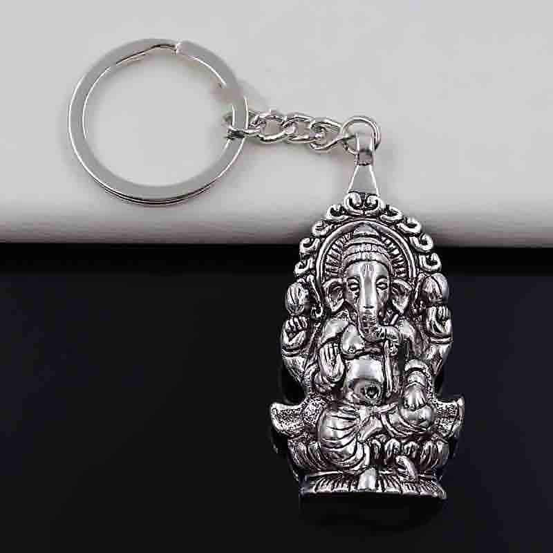 Porte-clés Ganesh dieu hindou argenté - vue 4