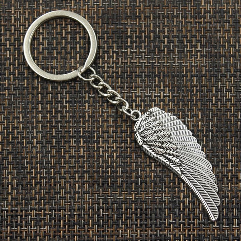 Porte-clés aile d'ange plume argenté - vue 2