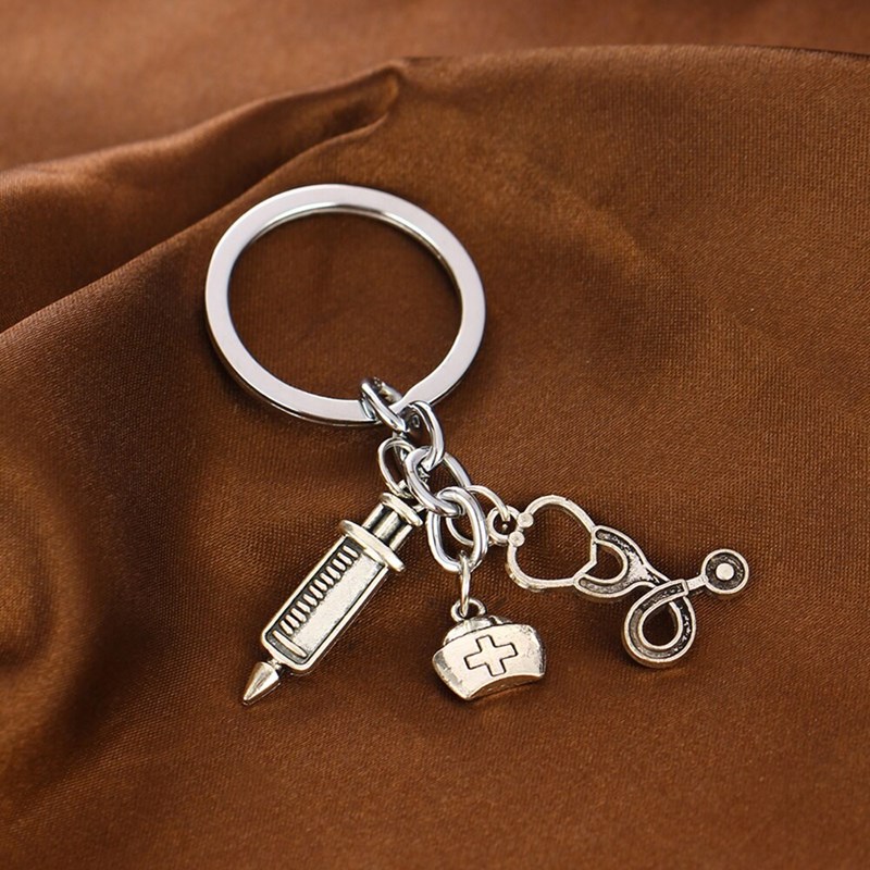 Porte-clés 3 pendentifs thème médical, médecin, infirmière - vue 2