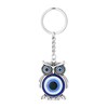 Porte-clés hibou oeil bleu argenté - vue V1