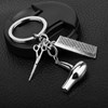 Porte-clés thème coiffure peigne, sèche-cheveux et ciseaux - vue V4