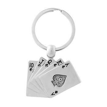 Zilveren poker sleutelhanger