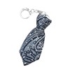 Porte-clés cravate en tissu motif fleuri fond noir argenté - vue V1