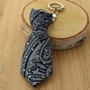 Porte-clés cravate en tissu motif fleuri fond noir argenté - vue V3
