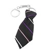 Porte-clés cravate en tissu à rayures multicolores argenté - vue V1