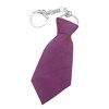 Porte-clés cravate en tissu violet aubergine unie argenté - vue V1