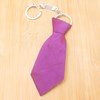 Porte-clés cravate en tissu violet aubergine unie argenté - vue V2