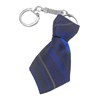 Porte-clés cravate en tissu style écossais noir jaune et bleu roi argenté - vue V1