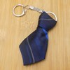 Porte-clés cravate en tissu style écossais noir jaune et bleu roi argenté - vue V2