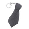 Porte-clés cravate en tissu moucheté pois blanc sur noir argenté - vue V1