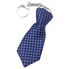 Porte-clés cravate en tissu losange bleu et noir argenté - vue V1