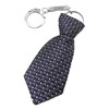 Porte-clés cravate en tissu motif blanc et bleu sur fond noir argenté - vue V1
