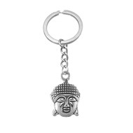 Porte-clés tête de Bouddha argentée