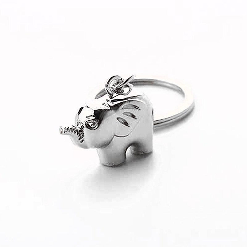 Porte-clés petit éléphant 3D argenté - vue 2