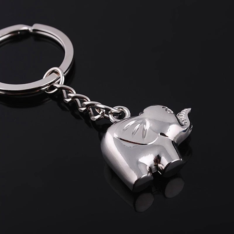 Porte-clés petit éléphant 3D argenté - vue 3