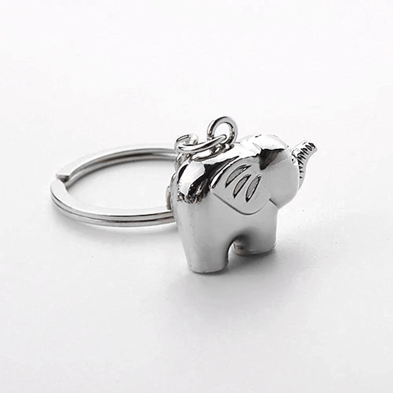 Porte-clés petit éléphant 3D argenté - vue 4