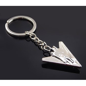 Zilveren stealth vliegtuig sleutelhanger